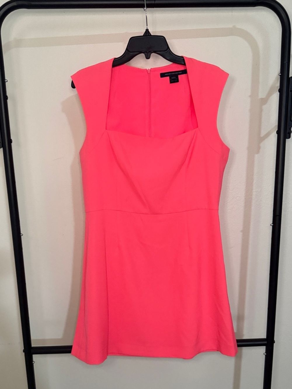 French Connection Neon Pink Sleeveless Square-Neck Mini Dress 💗